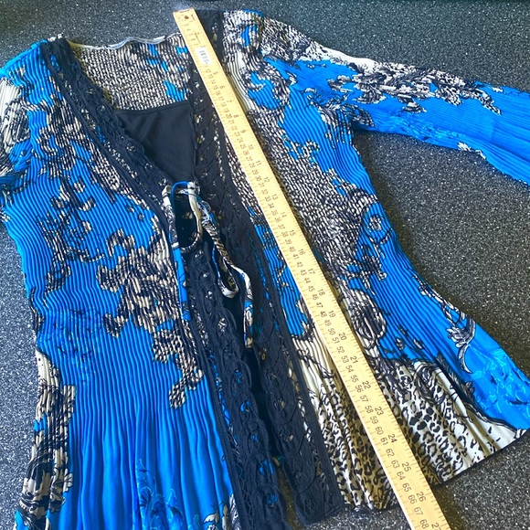 Vintage Signature by Larry Levine Pleated Patterned Floral Blouse Women's Size S - Picture 10 of 11